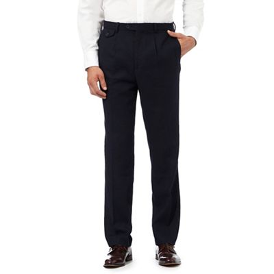Hammond & Co. by Patrick Grant Navy linen blend tailored trousers